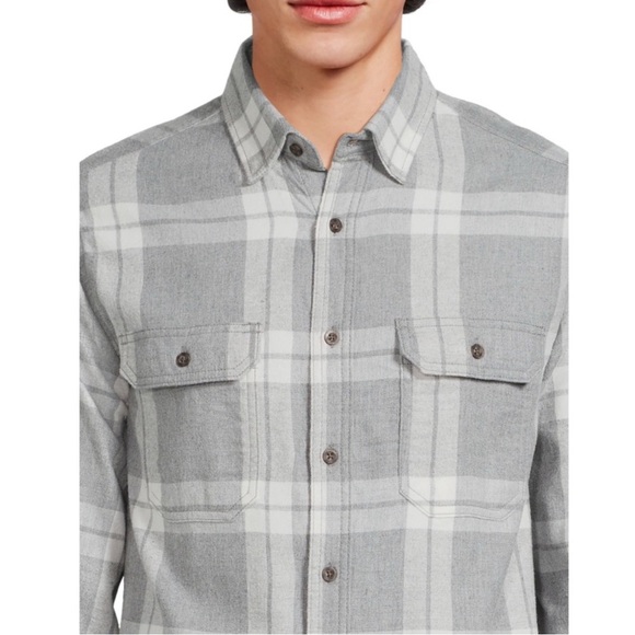George Men's Gray and White Plaid Button Down Shirt Flannel XL - Picture 1 of 5